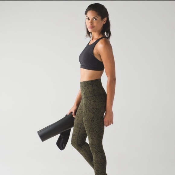 lululemon athletica Pants - Lululemon Wunder Under High Rise Leggings Pencil Lace Brave Olive Black …